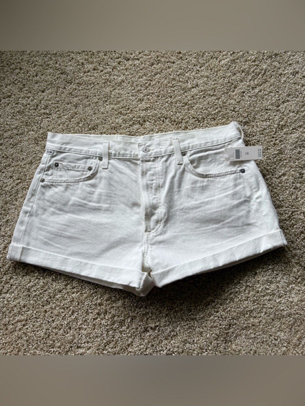 Citizens of Humanity Annabelle Moondust White Denim Shorts Relaxed Vintage Sz 30